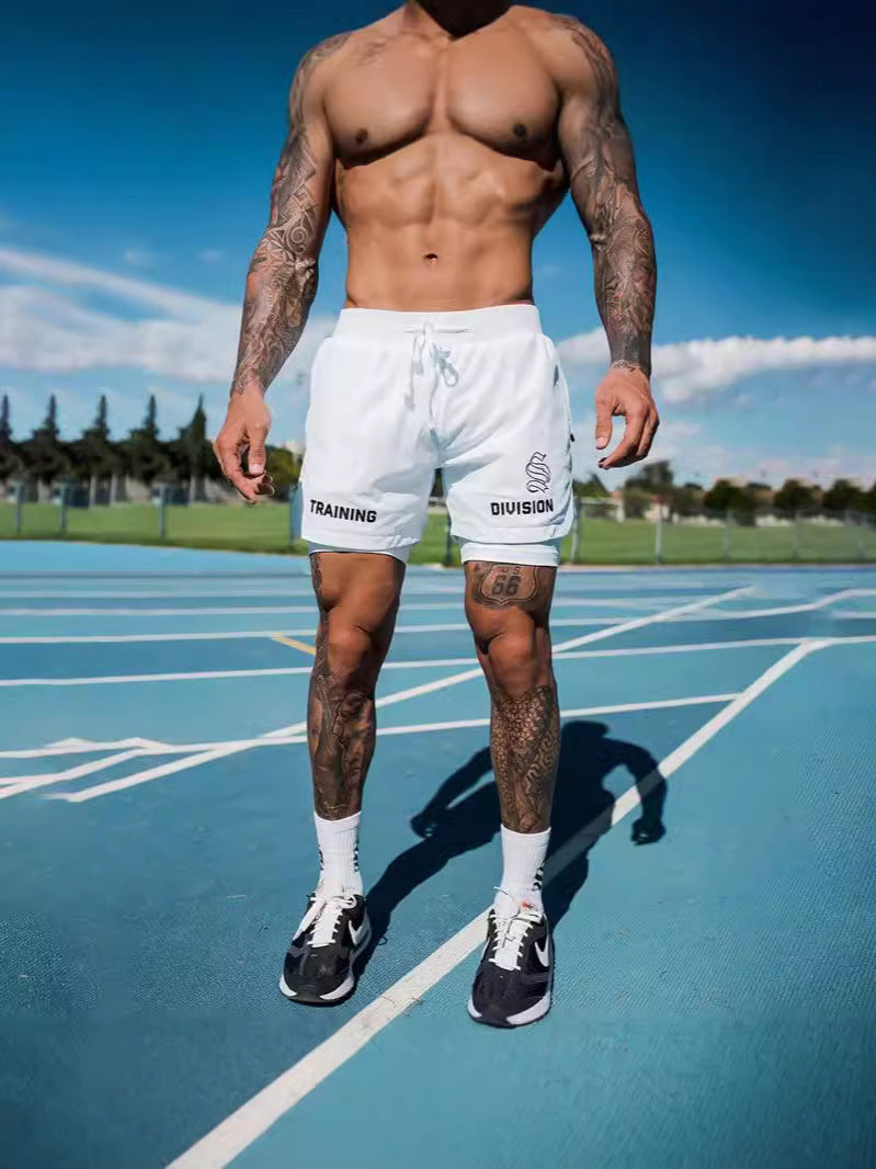 Men's Simple American Quick-drying Running Double-layer Sports Shorts