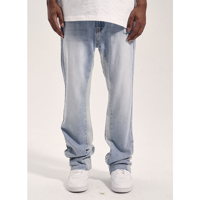 Splicing Contrast Color Retro Men's Trendy Micro Flared Pants