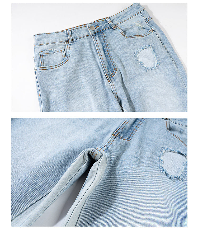 Splicing Contrast Color Retro Men's Trendy Micro Flared Pants