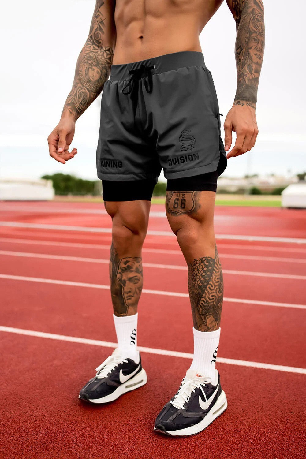 Men's Simple American Quick-drying Running Double-layer Sports Shorts
