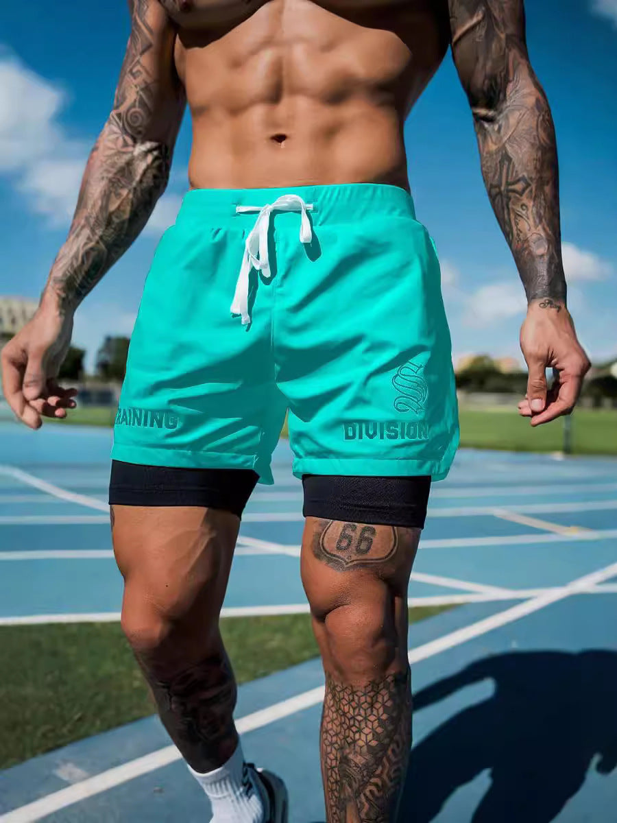 Men's Simple American Quick-drying Running Double-layer Sports Shorts