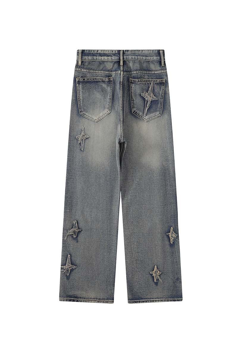 Men's Street Retro Hole Slightly Flared Jeans