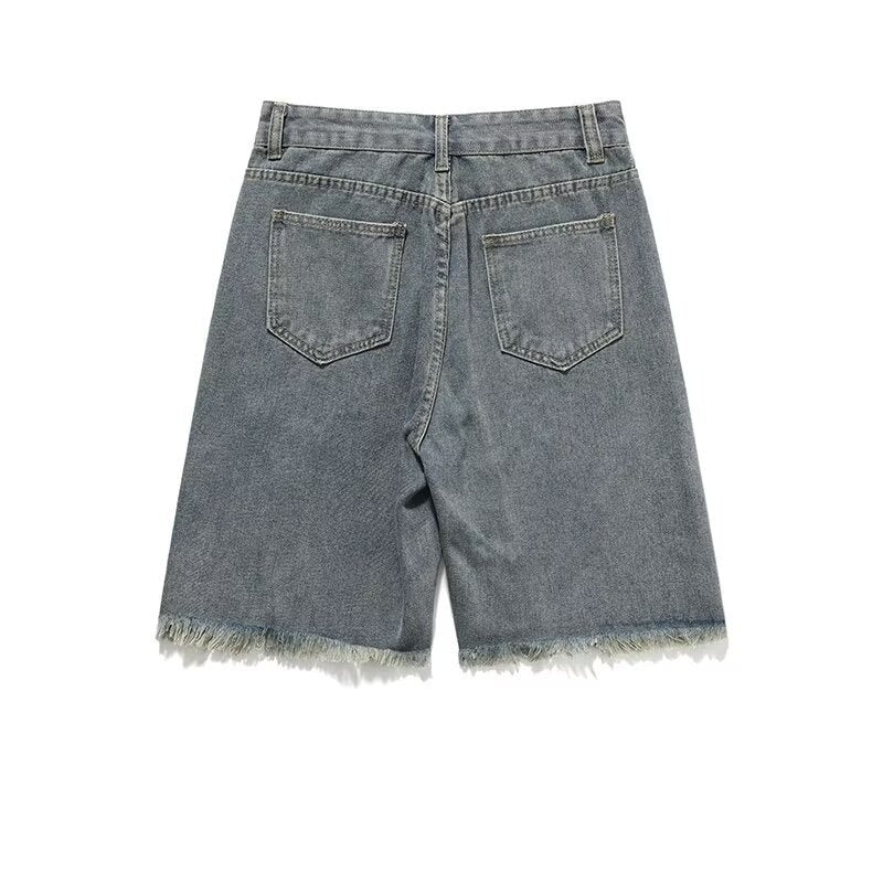 Men's Zipper Black Denim Shorts