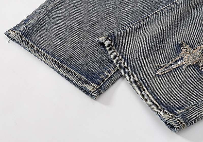 Men's Street Retro Hole Slightly Flared Jeans