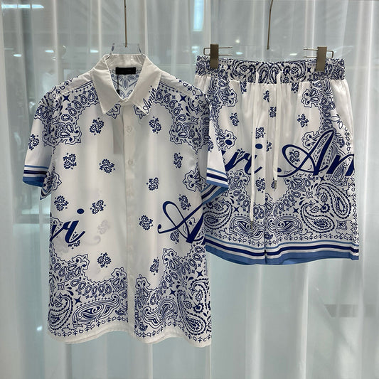 Men's Fashion Casual Beach Shirt Shorts Suit