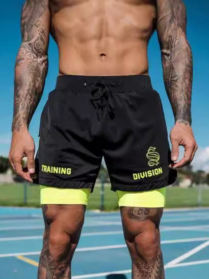 Men's Simple American Quick-drying Running Double-layer Sports Shorts
