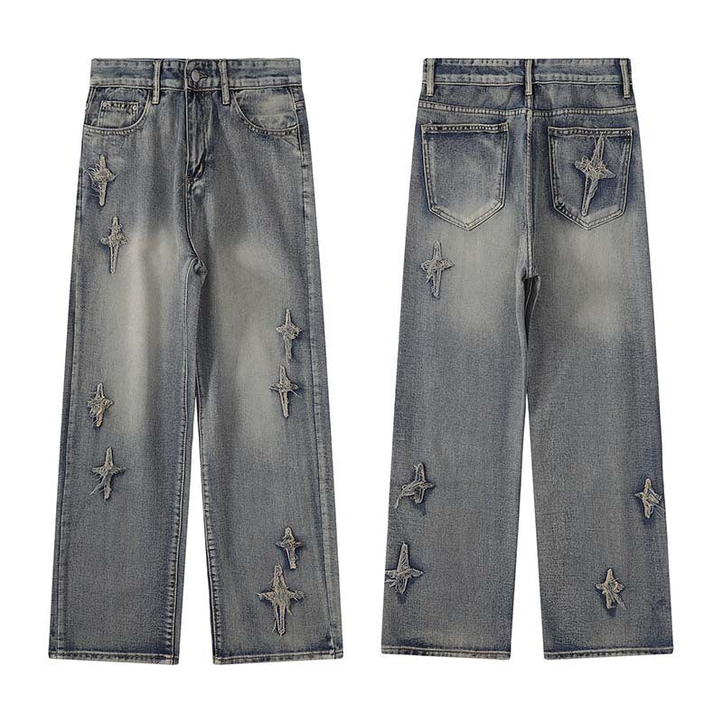 Men's Street Retro Hole Slightly Flared Jeans