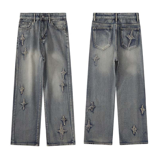 Men's Street Retro Hole Slightly Flared Jeans