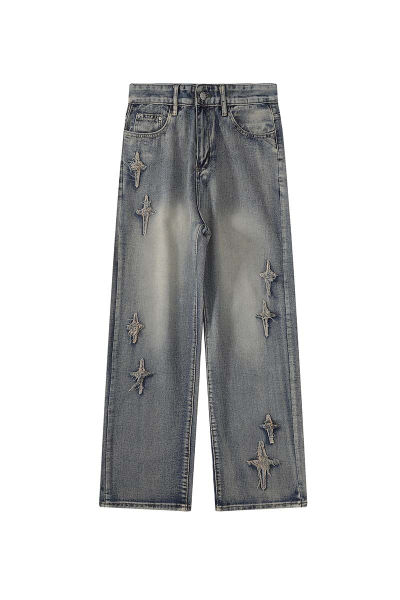 Men's Street Retro Hole Slightly Flared Jeans