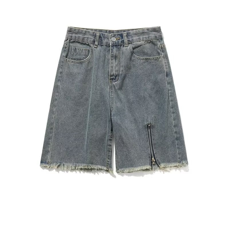 Men's Zipper Black Denim Shorts